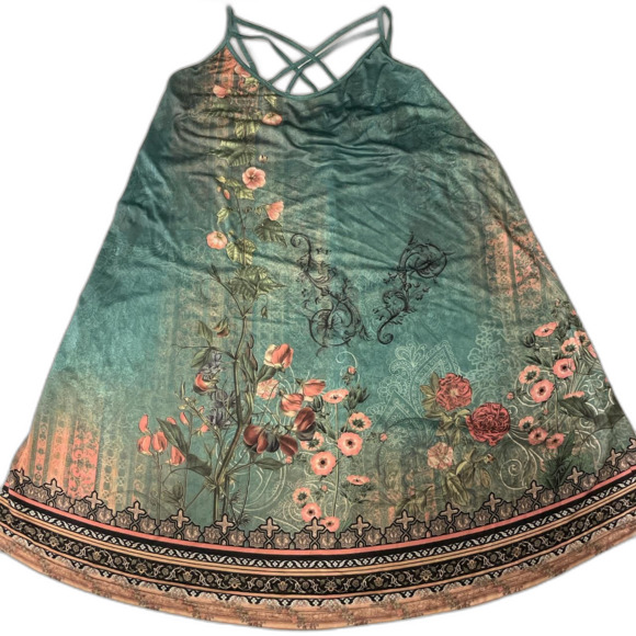 Dresses & Skirts - Green and pink whimsy floral dress